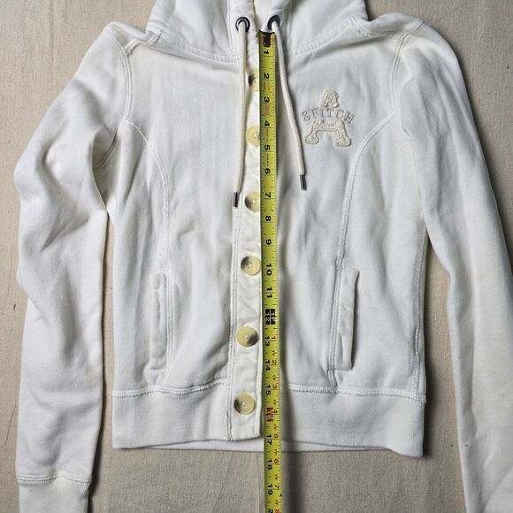 VTG 90s Y2K Abercrombie & Fitch Hoodie Sweatshirt XS Chenille Letters Spell OutA - Picture 6 of 16
